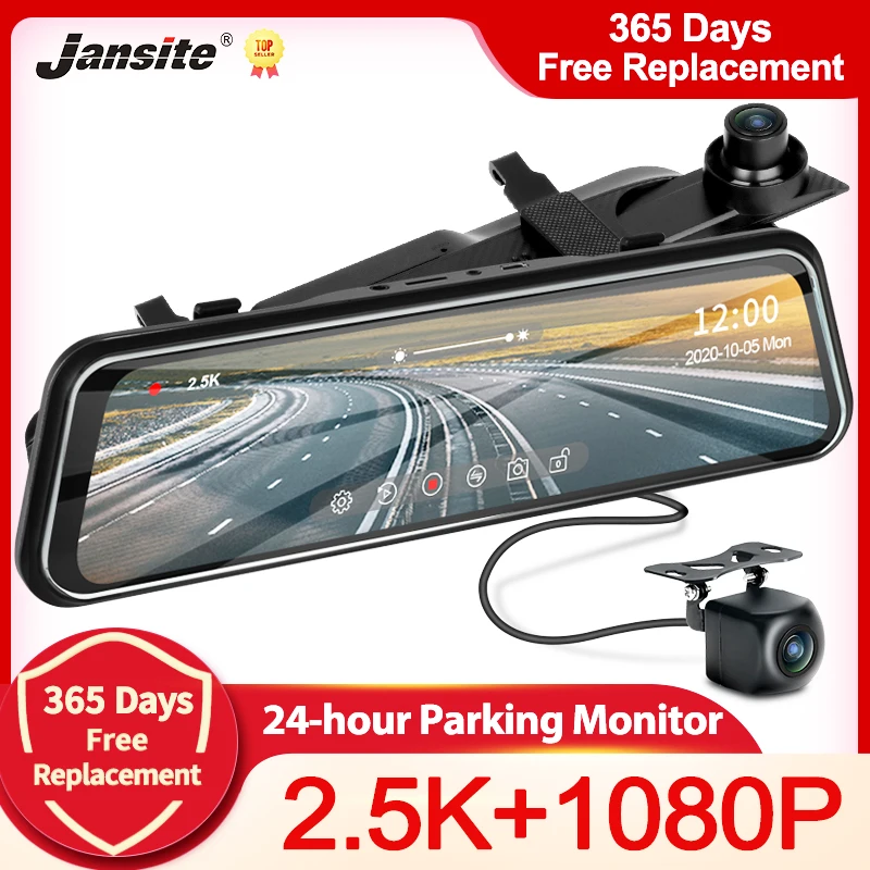 Jansite Ultra HD 2 5 K Stream Media 10 дюймов Автомобильный видеорегистратор с зеркалом
