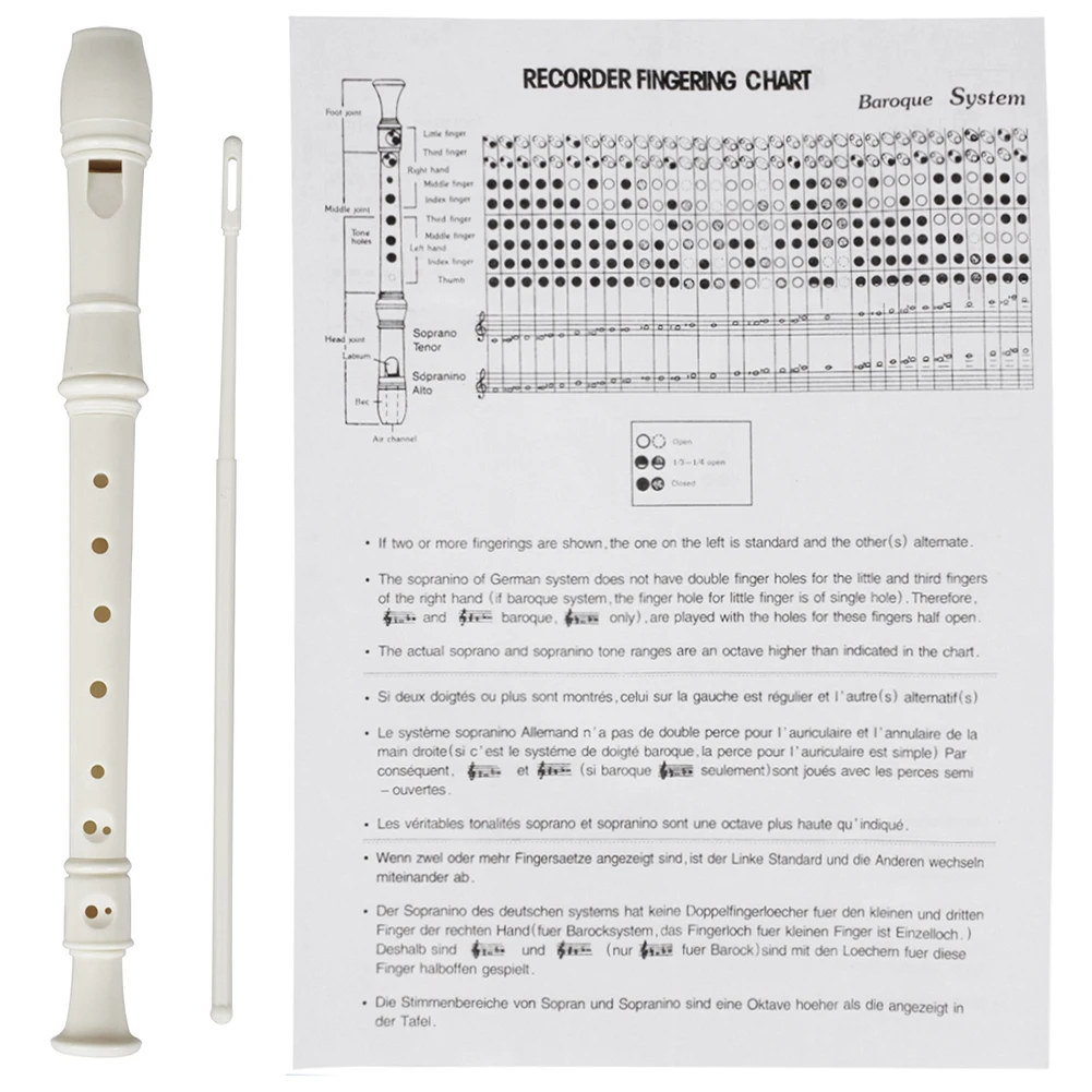 Музыкальный инструмент сопрано Регистраторы 8-отверстие ABS Регистраторы с шомпол для начинающих музыкальный инструмент для детей сопрано
