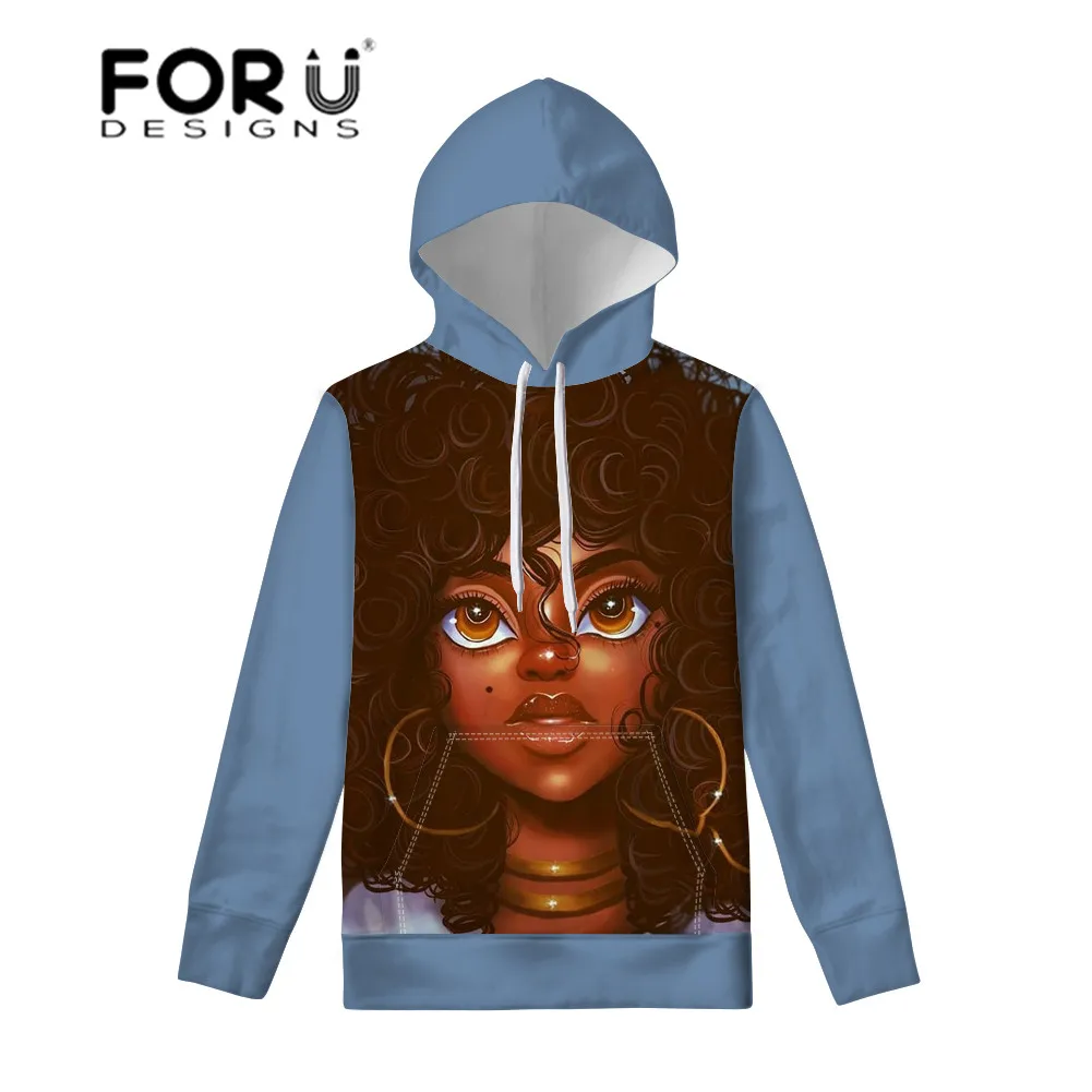 FORUDESIGNS Толстовка с длинным рукавом черного цвета для девочек, волшебные африканские толстовки с капюшоном, женские пуловеры с капюшоном, женские осенние толстовки с капюшоном