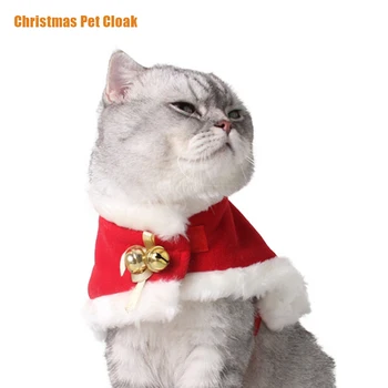 

Cat Cosplay Costumes Set Christmas Pet Cat Dogs Clothing Kitten Warm Xmas Hat Shawl Cloak with Neck Bell Pet Supplies