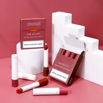 

Matte Cigarette Lipstick Set, 4 Colors Red Moisturizer Smooth Lip Stick, Long Lasting Waterproof Lipstick, Women Make Up Velvet