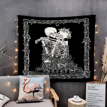 

Black And White Skull Tapestry Wall Hanging Tapestryies For Home Deco Living Room Bedroom