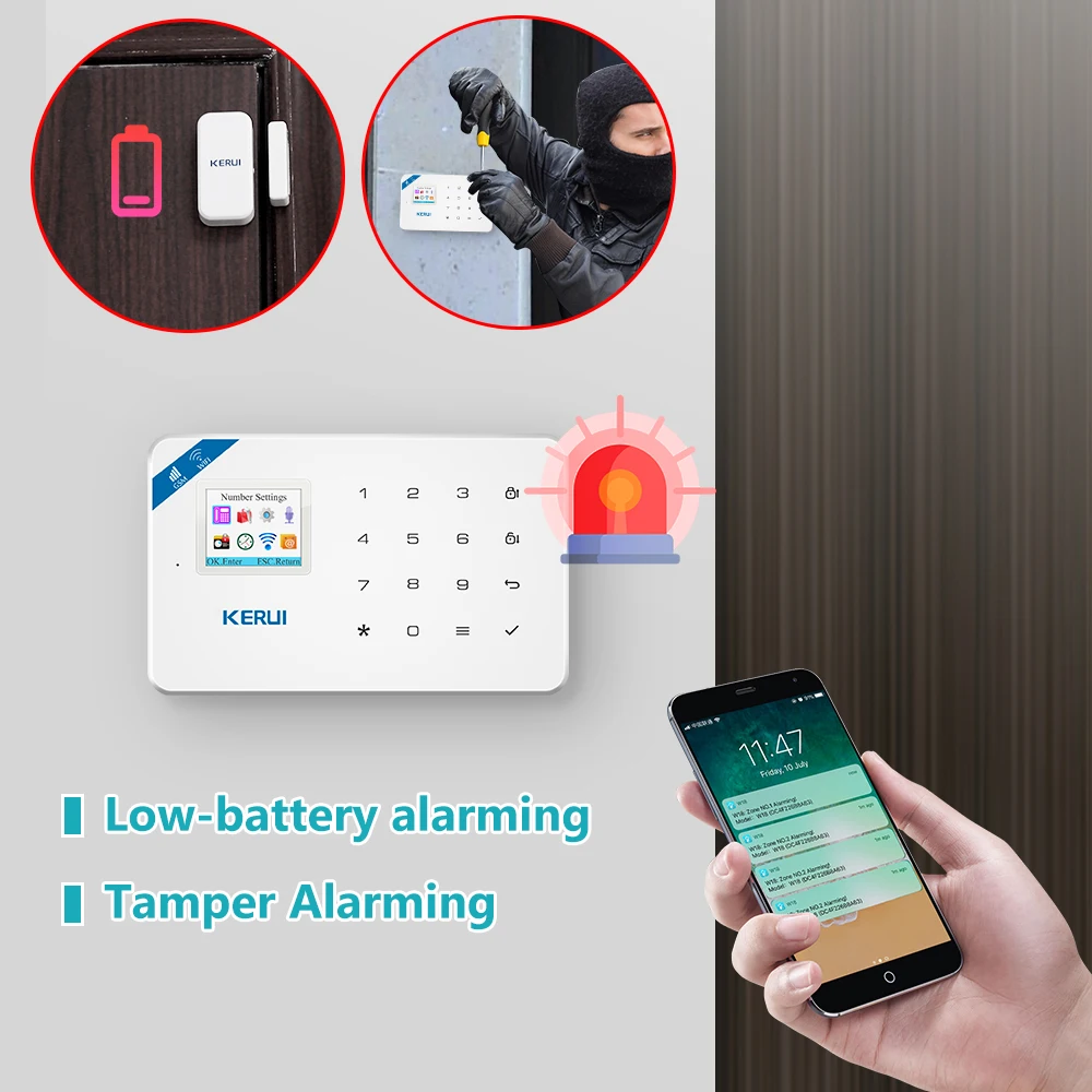 KERUI W18 Wireless WiFi GSM Home Security Alarm System Android IOS APP Control Burglar Alarm System With Mini PIR Motion Sensor
