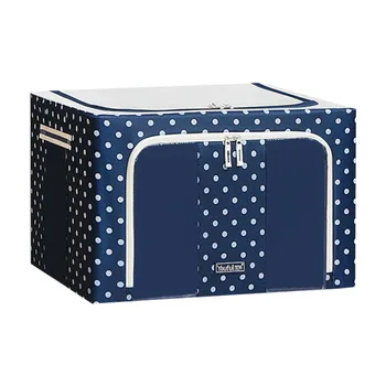 

1pc Storage Box Oxford Cloth Container Steel Frame Storage Box for Bedroom Quilt Cloth