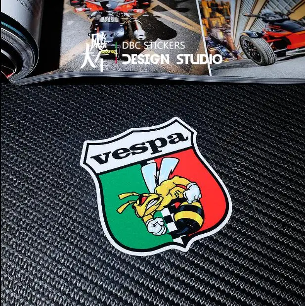 VESPA RACING left Sticker vinyle laminé 