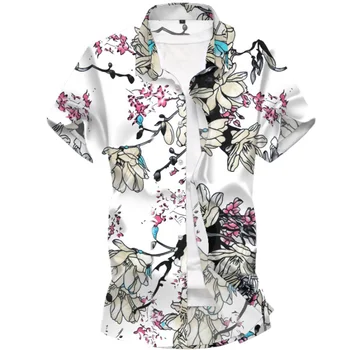 

2019 CYXZFTROFL Casual Mens Beach Hawaiian Shirts Floral Mens Printed Hawaiian Loose Beachwear Short Sleeve Casual Buttons Shirt