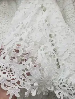 

latest skin friendly African Cord Lace Fabric High Quality very soft guipure lace fabric For party Dresses in Purple white