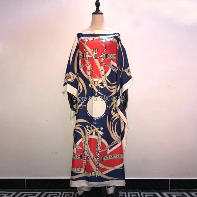 Africa Fashion Blogger Recommend Popular printed Silk Kaftan Maxi dresses Loose Summer Beach Bohemian kaftan long dress for lady 7