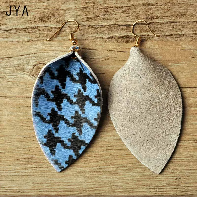 Женские серьги из натуральной кожи JYA модные с перьями в гусиную лапку висячие