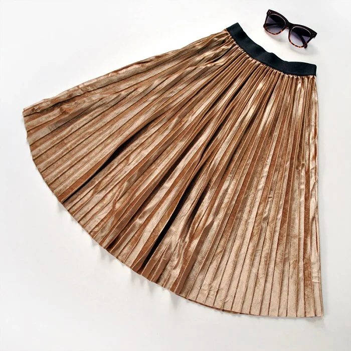 Senhoras do Vintage Saia de Veludo Maxi para Mulheres Outono Inverno Feminino Cintura Alta Elegante Sexy Magro Preto Plissado Saias Femininas 24 Cheap Saias