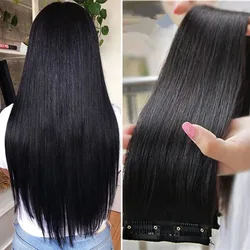 1 piece Human Hair Extensions Real Hair Extensions hair clip Brazilian human hair Straight Clip for Natural wig Non-Remy Hair