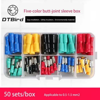 

50 Pairs Butt Joint Terminal Wire Connector Male Female Plug-In 5 Color Bullet Head Set Fast And Safety Environmentally