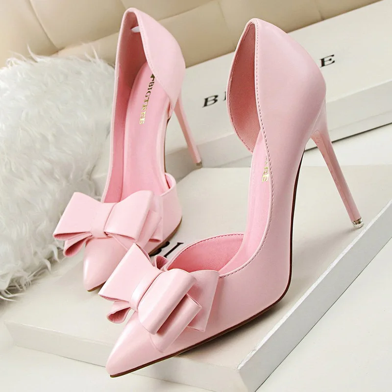 

Pumps Women Shoes High Heels Butterfly-Knot Ladies Shoes Womens Heels Shoes Pointed High Heel Shoes White Pink Red Stiletto