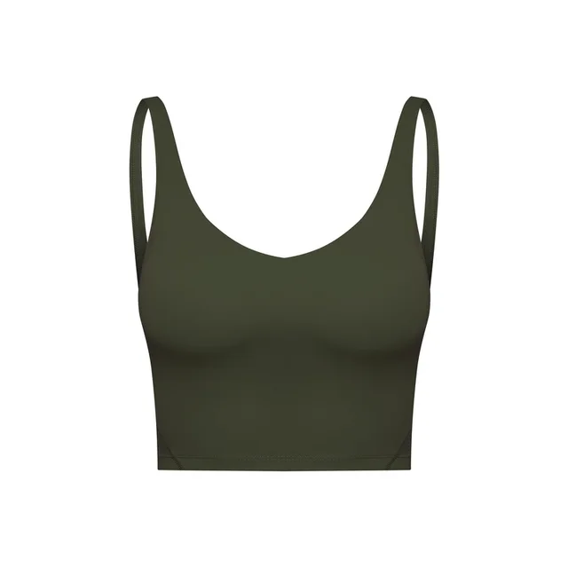 Lulu Fitness Tank Top Women Sports Support Sexy Tight Gym Yoga Vest Buttery Soft Weightless With Removable Chest Pad Custom Logo Vintage green
