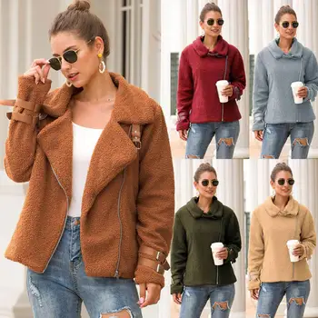 

Elegant Faux Fur Coat Women Autumn Winter Thick Warm Soft Fleece Fur Coat Jacket Zipper Outerwear Overcoat Bear Teddy coat шуба