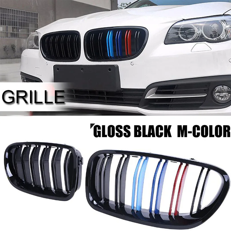 Одна пара черный глянец M Цвет передняя решетка радиатора для BMW F10 F11 520i 528i 535i 550i 10