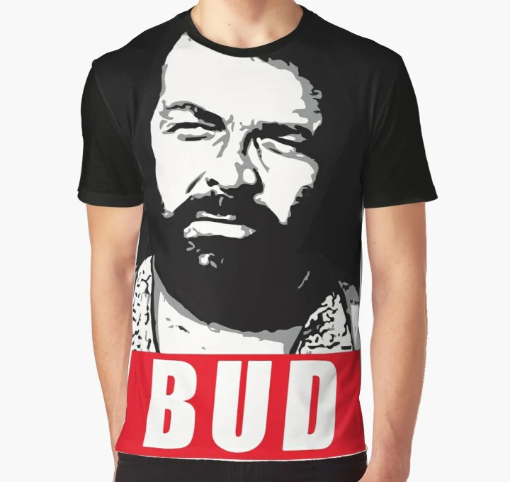Футболка с принтом по всей поверхности, Мужская футболка, Bud Spencer& Terence Хилл, Винтажная Футболка 1984, Западный принт, большой Рисунок, графическая футболка
