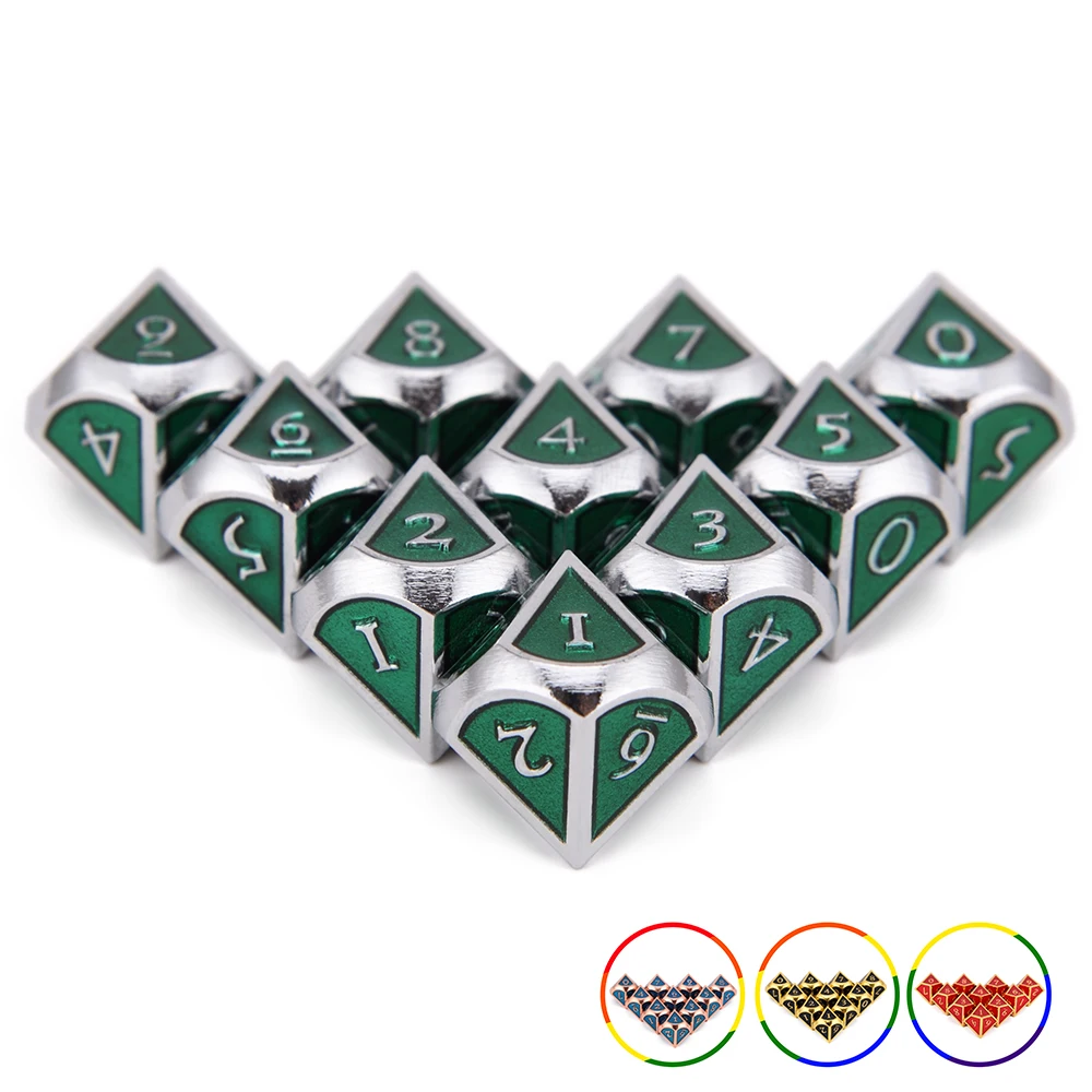 

10pcs D10 Metal Dice Set for Tabletop Game World of Darkness Vampire