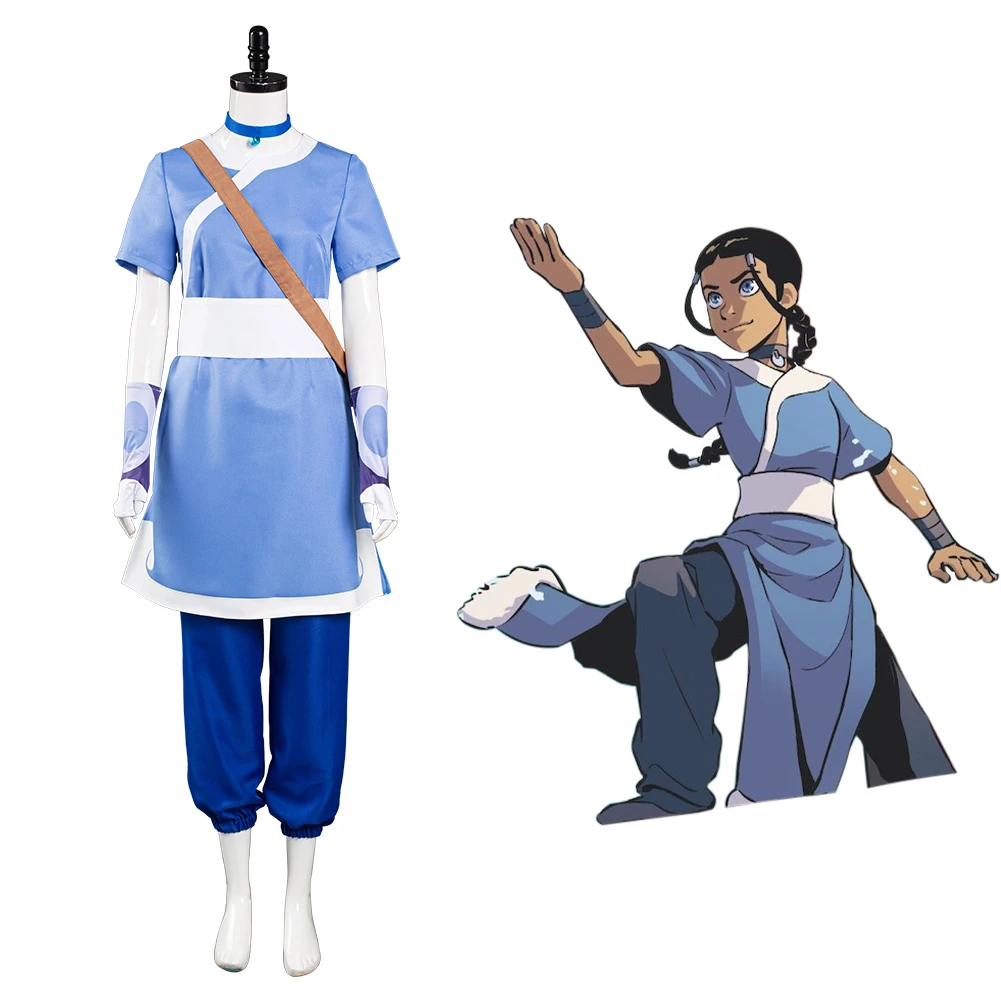 Avatar: The Last Airbender Katara Cosplay Costume Blue Robe Pants Full Set  Suit Halloween Carnival Costume - Cosplay Costumes - AliExpress