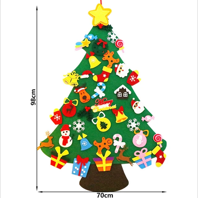 Baby Montessori Toy 32pcs DIY Felt Christmas Tree Toddlers Busy Board Xmas Tree Gift For Boy Girl Door Wall Ornament Decorations Style F
