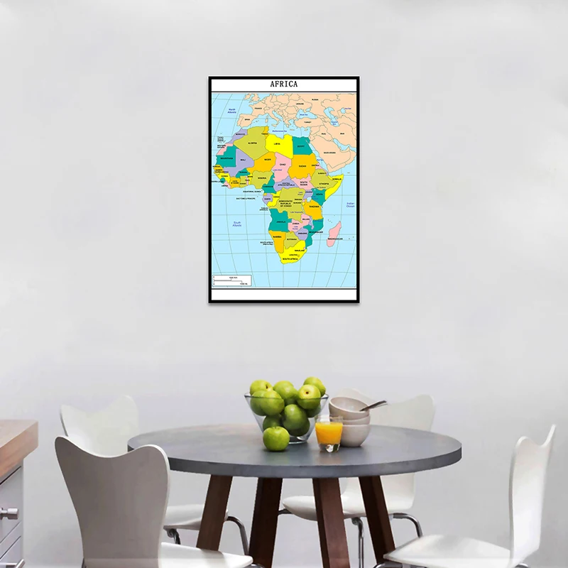42*59cm The Political Map of Africa 2013 Version Posters and Prints Non-woven Canvas Painting School Teaching Supplies