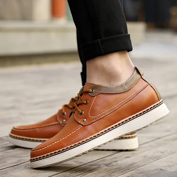 

Men Casual Shoes outdoor genuine Leather Breathable lace up Spring autumn Luxury Brand Flat Shoes for Men Drop Shipping Footwear
