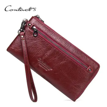

New Brand Genuine Leather Women Clutch Wallets Multiple Cards Holder Long Female Purse With Phone Bag Fashion Woman Wallet