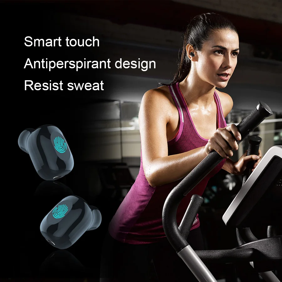 CBAOOO TWS Bluetooth спортивные музыкальные беспроводные наушники Bluetooth 5,0 наушники с микрофоном и зарядным устройством