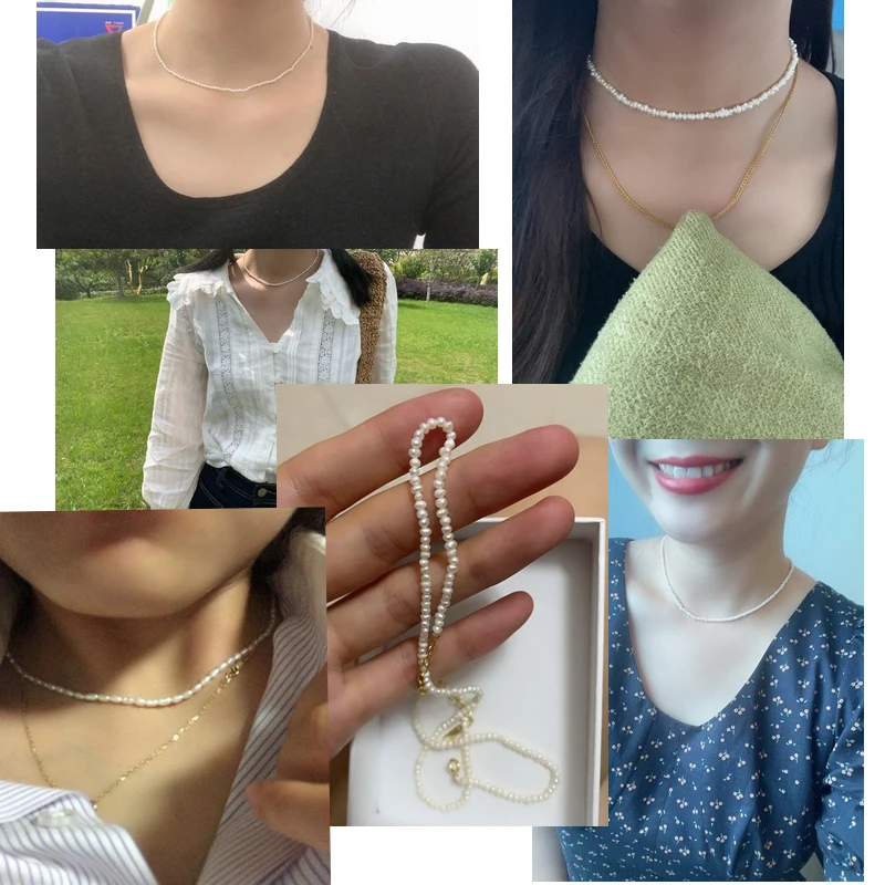 3-5mm Natural Freshwater Pearl Pendant Necklace Silver Necklace 925 Sterling Silver Fine Jewelry for Women Gift New Fashion NK120
