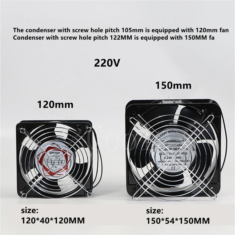 Small condenser radiator refrigerator freezer with fan aluminum fin 2*5*120 condenser 120mm fan 27W 220V