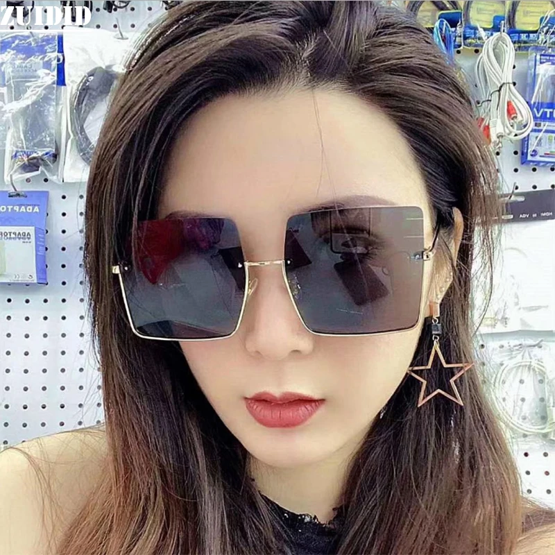 

European and American fashion square big frame half cut edge sunglasses personality mask face sunglasses fashion glasses women