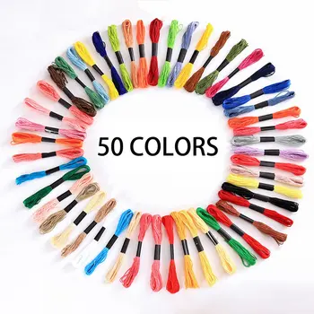 

50 Colors 100 Colors Cross Stitch Thread Polyester Cotton Embroidery Thread Rainbow Color Hand Embroidery Braided Thread