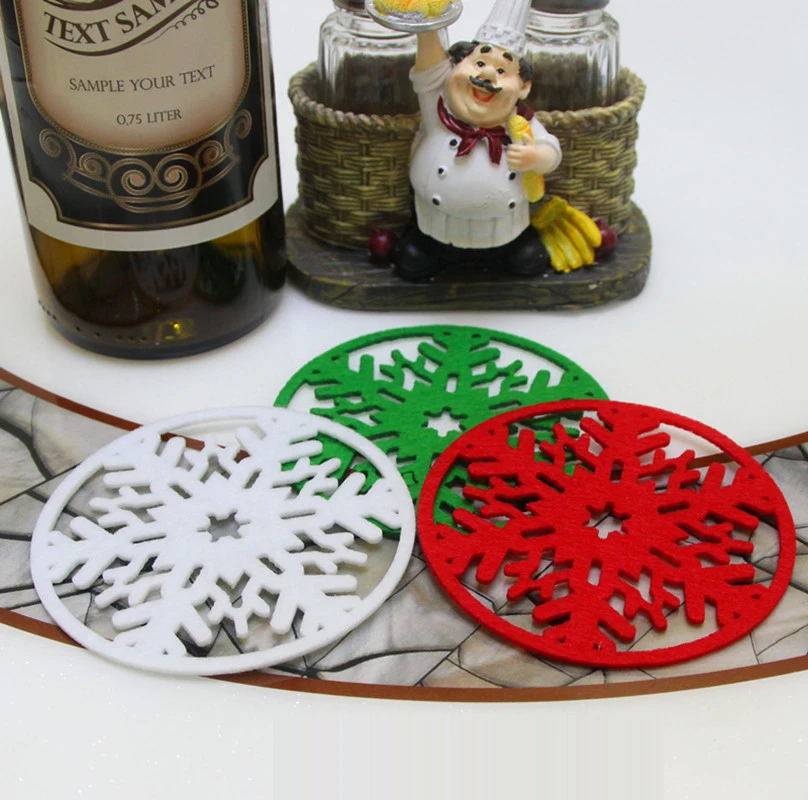 

New Snow Shape Christmas Cup Pad Mat Multi Use Snowflake Posavasos Insulation Pad Cup Mat Pad Drink Holder Wedding Party Use