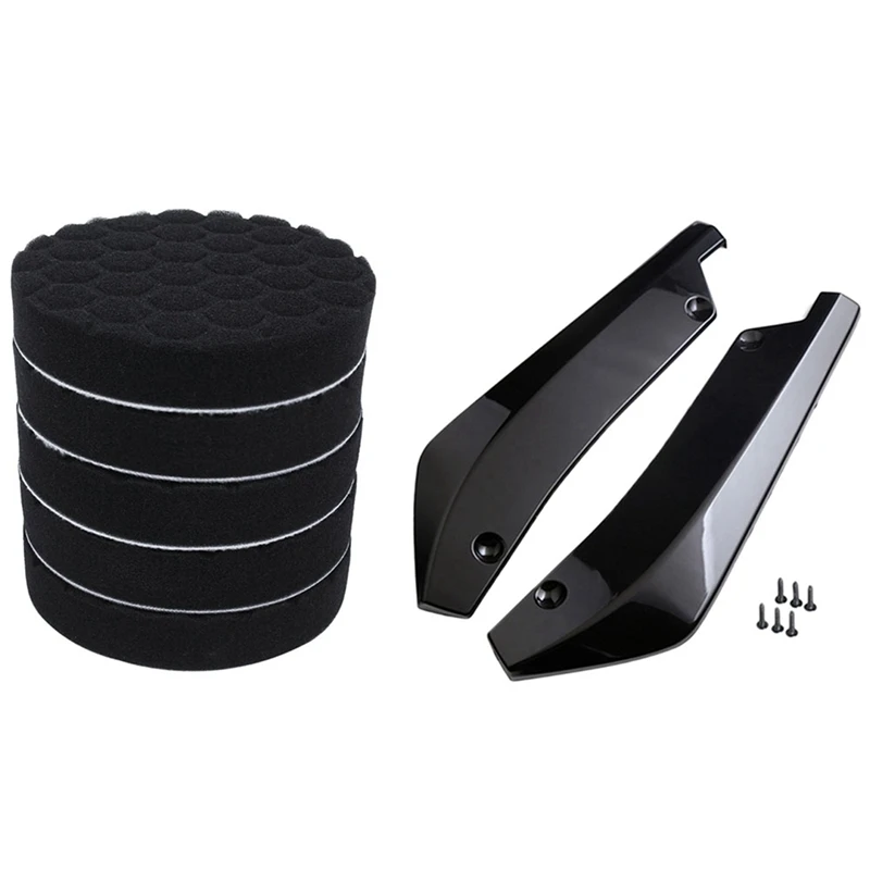 

5Pcs 6Inch Black Polishing Pad Dual Action Polishing Pad & 2Pcs Universal Car Rear Bumper Spoiler