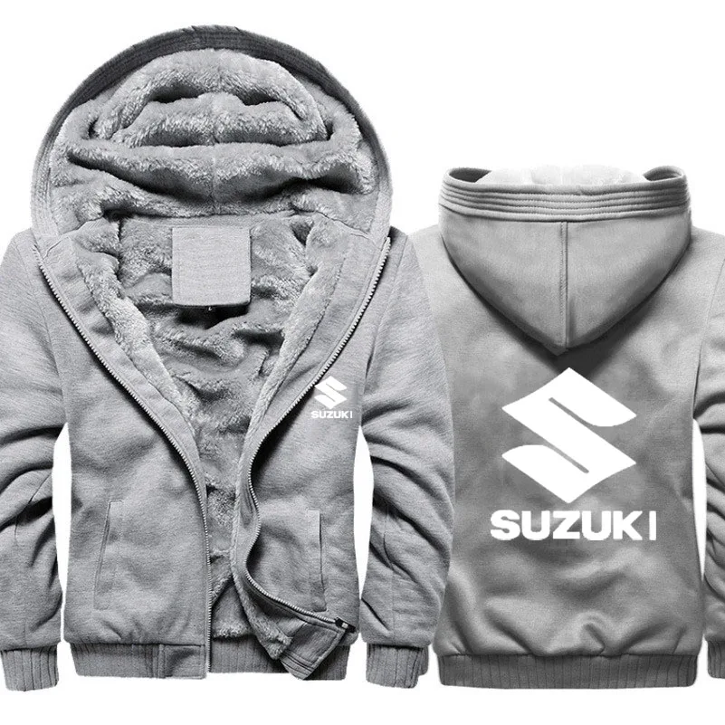 806 Мужские толстовки с капюшоном, куртка с логотипом Suzuki, мужские толстовки, повседневные зимние плотные теплые флисовые хлопковые куртки на молнии, мужские спортивные костюмы - Цвет: 806