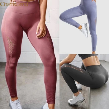 

2019 yoga pants printed Push Up gym leggings Stretchy Fitness Leggings Seamless Tummy Control Gym Hollow-out Hip-up Running Pant