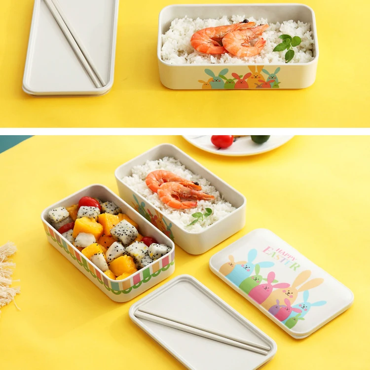 Bento box из бамбукового волокна, экологически чистый портативный герметичный термоизоляционный контейнер для еды, натуральный Антибактериальный Ланч-бокс, набор