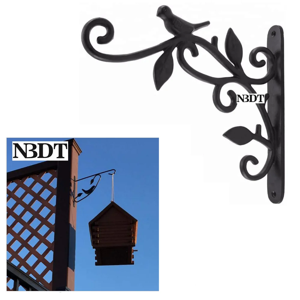 

2Pcs/Lot Black Wall Hanging Planter Bracket Hook Flower Basket Bird Feeder Wind Chimes Lanterns Patio Lawn Garden Outdoor Porch