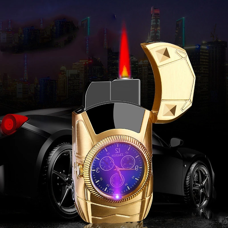 

Unusual Lighters Car Shape Watch Gas Lighters Butane Jet Torch /Turbo Lighter Metal Gadgets for Men Smoking Accessories