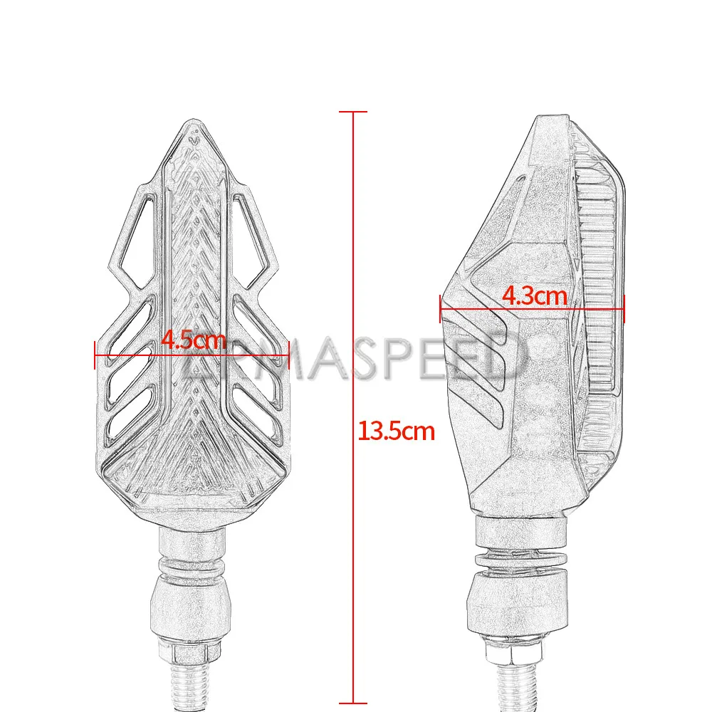 2Pcs Pijlen Led Motorcycle Turn Signals Motor Sequentiële Vloeiende Knipperende Indicatoren Moto Staart Stop Signaal Licht Accessoires