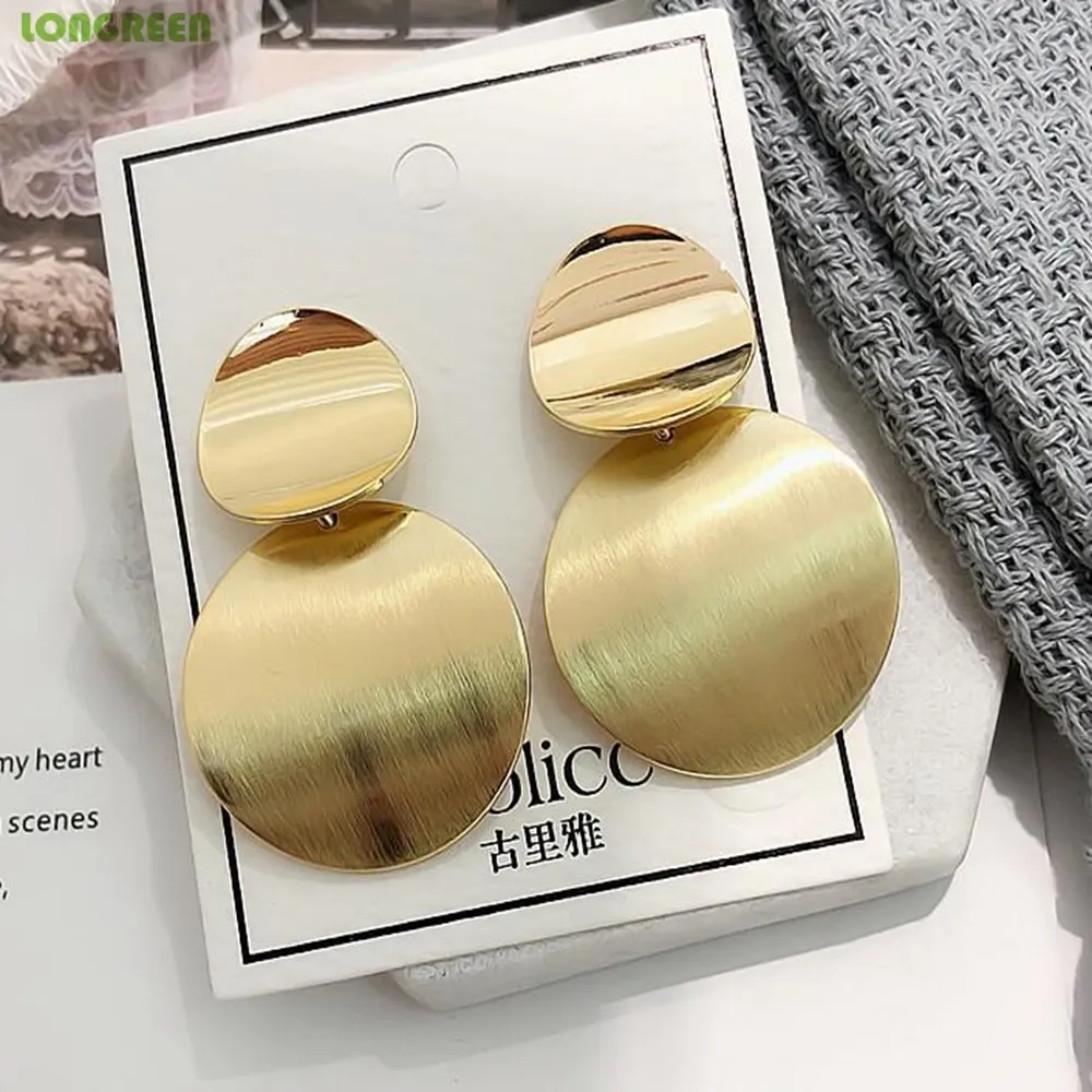 Metal Simple Stylish Geometric Round Unique Earrings For Women Girl Gifts Stainless Steel Earrings Set De Aretes Orecchini Donna - Окраска металла: Style 12 gold