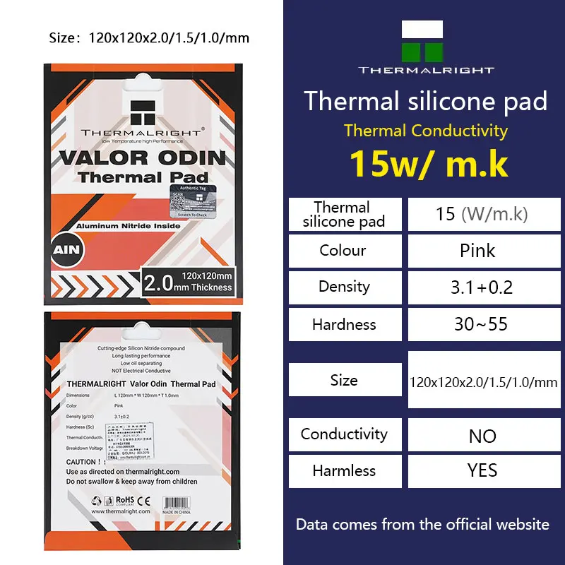 Thermalright ODYSSEY-Coussretours de dissipation thermique en silicone, carte thermique CPU/GPU, tampon de graisse en silicone pour carte mère, multi-taille