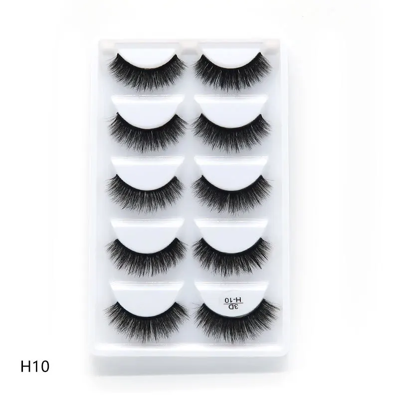H-10 21 разных стилей, 5 пар, настоящие 3D норковые ресницы, мягкие натуральные накладные ресницы, макияж, длинные ресницы, ресницы для наращивания, cilio - Цвет: H-10