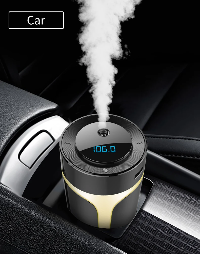 YIBEIKA coche Bluetooth 5,0 transmisor аромат humidificador manos libres воспроизводительный MP3 совместимый с AUX TF U диск