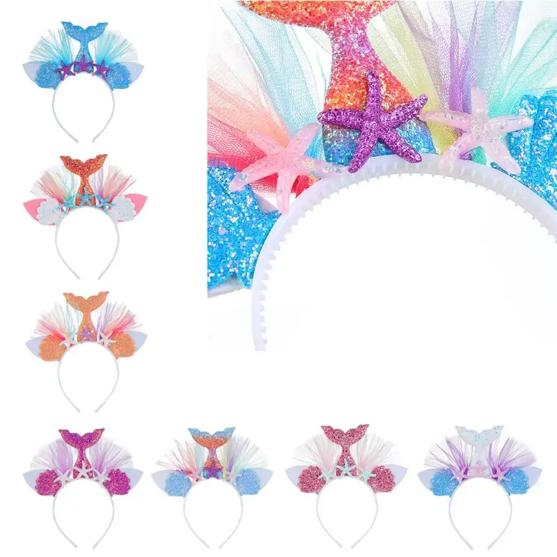 

Rainbow Headband Princess Mesh Yarn Shell Flower Animal Hairbands Hoop Party R2JF