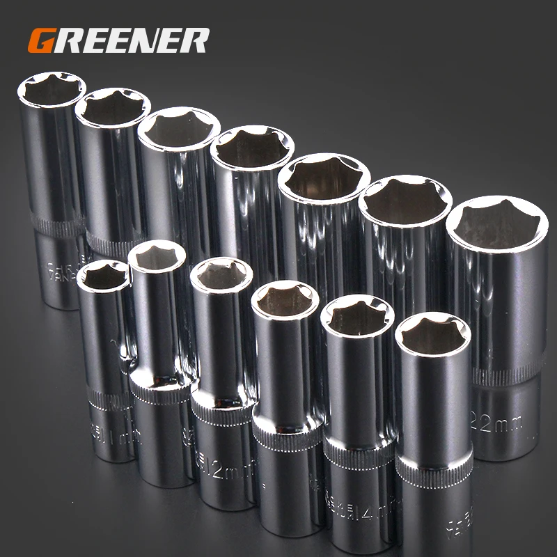 

1Pcs 1/2 Drive 6-Point Deep socket head Hex Extension Sleeve Head 8/9/10/12/13/14/15/16/17/18/19/20/21/22/23/24/27/30/32mm