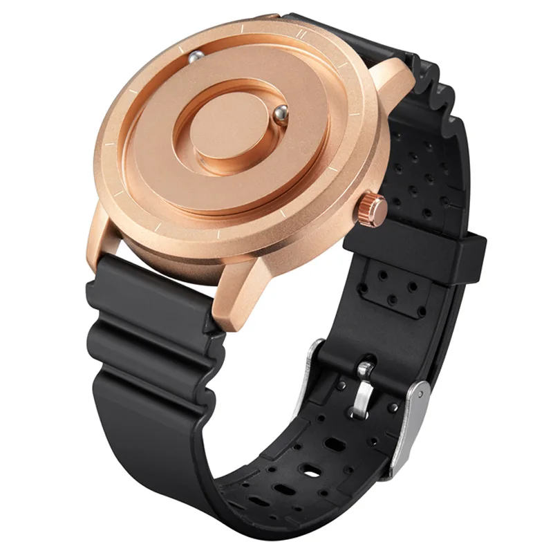 Rose Gold Black Креативные серебряные часы черные магнитные бусины циферблат металлические многонациональные часы мужской модный, с резиновым ремешком Мужские спортивные часы - Цвет: Rose Gold Black