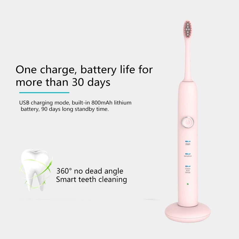 Электрическая зубная щетка звуковая волна перезаряжаемая высокое качество смарт-чип зубная щетка сменная отбеливающая здоровая лучший подарок