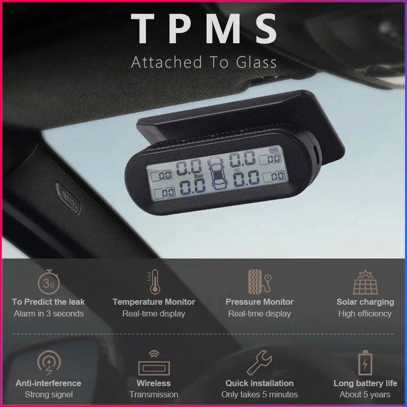 Универсальный USB беспроводной TPMS сигнализация давления в шинах внешний датчик черный цвет Tmps датчик анти-взрыв Автомобильная электроника