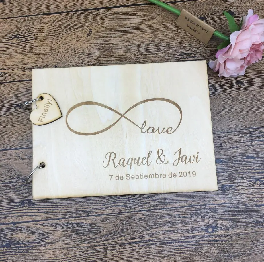 Персонализированный Свадебный гостевой альбом infinity love в рустикальном стиле